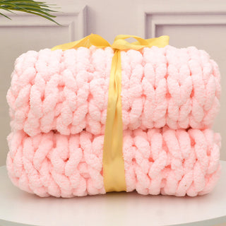 Buy pink Handmade Thick Wool Woven Blanket Sofa