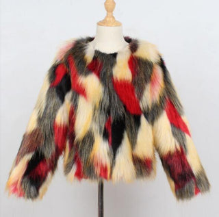 Buy red Popular fashion faux fur children&#39;s jacket