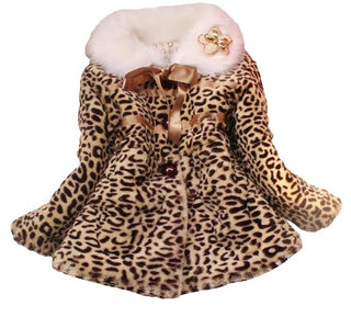 Leopard print cotton coat for girls