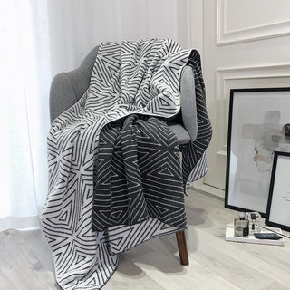 Buy black-white Nordic knitted woollen blanket