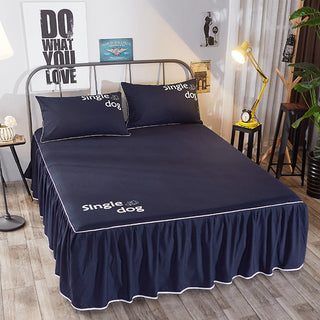 Buy navy-blue Beauty bed cover brushed bed skirt