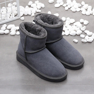 Buy gray Women&#39;s Snow Short Flat Bottom Fleece-lined Cotton Boots