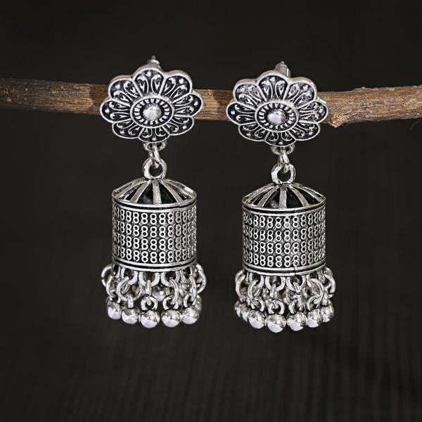 Retro Ethnic Style Cylindrical Earrings Indian Bell Tassel Pendant