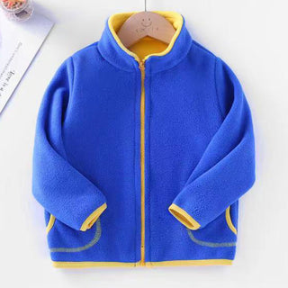 Buy stand-collar-sapphire-blue Children&#39;s Clothing Set Polar Fleece Cardigan Hooded Sweater