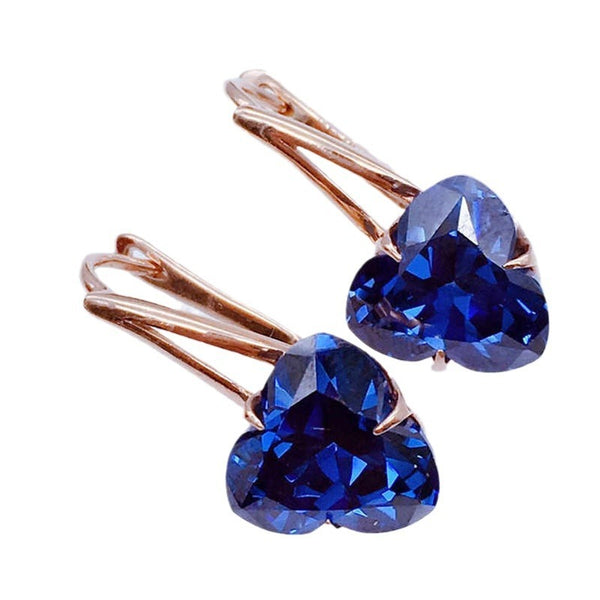 Simple All-match Heart-shaped Blue Stone Earrings