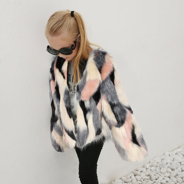 Popular fashion faux fur children's jacket