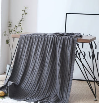 Buy gray Cotton Solid Knitted Blanket