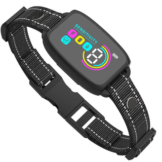 Buy black Smart Automatic Anti Barking Dog Collar Rechargeable Bark Stopper Stop Barking HD Digital Display IP67 Waterproof Collar For Dogs Pet Products
