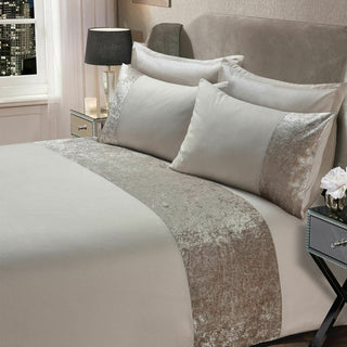 Buy creamy-white Pressed velvet panel duvet cover