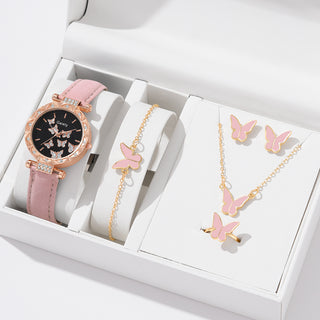 Buy pink-pink-butterfly-suit Women&#39;s Fashion Simple Butterfly Digital Belt Watch