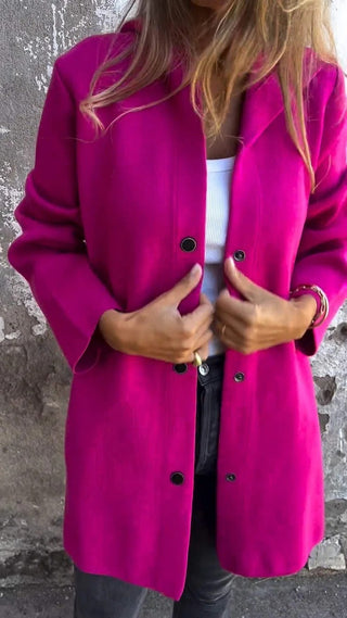 Buy rose-red Women&#39;s Single-Breasted Cardigan Fashion Loose Solid Color Jacket