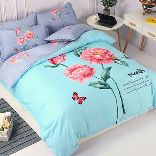 Buy blue Four-piece sanded bed sheet