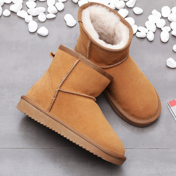 Women's Snow Short Flat Bottom Fleece-lined Cotton Boots