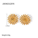 18K Gold Stainless Steel Hammered SUNFLOWER Earrings