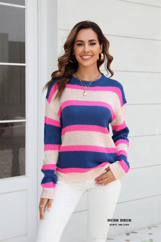 Buy blue Wide Striped Pullover Base Knitwear Sweater