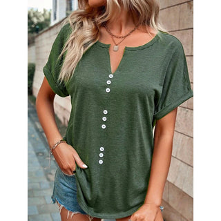 Buy green Women&#39;s V-neck Short Sleeve Tops Shirt