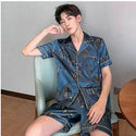 High-grade Ice Silk Short Sleeve Trousers Thin Artificial Silk Loungewear Suit