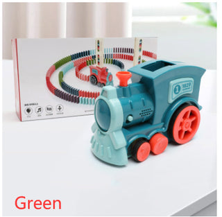 Buy green Domino Train Toys Baby Toys Car Puzzle Automatic Release Licensing Electric Building Blocks Train Toy