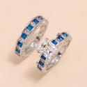 New Simple Retro 2-Piece Set Diamond Love Heart-shaped Ring Suit