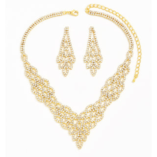 Buy 905-gold Silver Crystal Stone Gold And Silver Color Necklace Suit