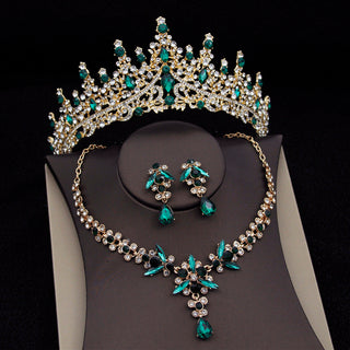 Buy green-suit Royal Queen Bridal Jewelry Sets For Women Luxury Tiaras Crow