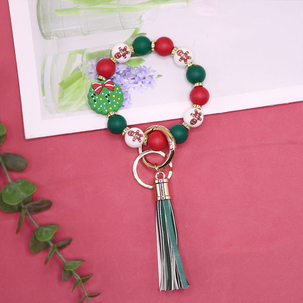 Christmas Silicone Beads Key Pendants Bracelet