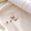 Diamond Geometric Necklace Ring Earrings 3-piece Set