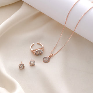 Buy ck0108-rose-gold Diamond Geometric Necklace Ring Earrings 3-piece Set