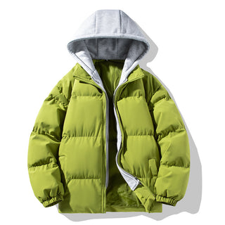 Buy fruit-green Men&#39;s High-grade Coat Fake Two-piece Thickened Warm