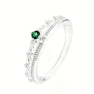 Buy t0433-silver-green Court Ring Women&#39;s Double-layer Design Refined Zircon