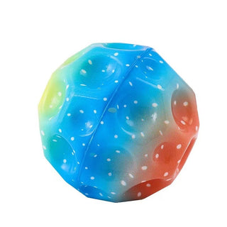 Buy middle-blue Colorful Hole Ball Soft Bouncy Ball Anti-fall Moon Shape Porous Bouncy Ball Kids Indoor Toys Ergonomic Design Elastic Ball