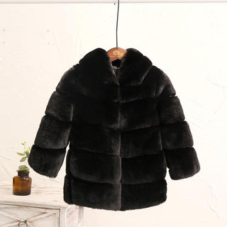 Buy black Children&#39;s Fur Coat Imitating Otter Rabbit Fur Girls Padded Children&#39;s Clothing