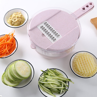 Buy pink 8 In 1 Mandoline Slicer Vegetable Slicer Potato Peeler Carrot Onion Grater With Strainer Vegetable Cutter Kitchen Accessories