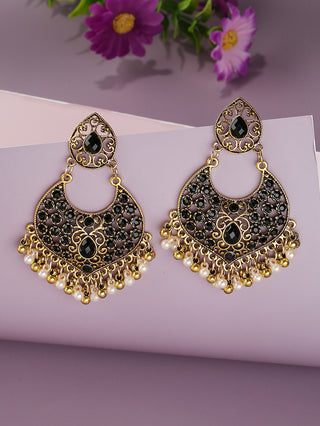 Buy black Retro Style Indian Wind Bell Alloy Bead Earrings Alloy Scenic