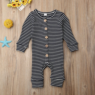 Buy black Newborn striped jumpsuit knitted warm clothing