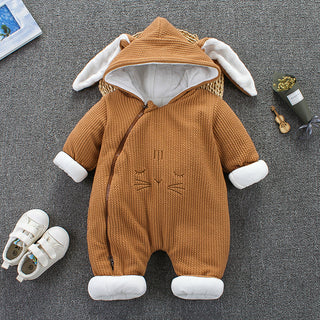 Buy coffee Autumn Winter Coat Jumpsuit Baby Clothing Newborn Snowsuit Boy Warm Romper Down Cotton Jackets Girl Snow clothes Bodysuit