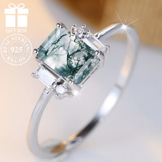 Buy platinum-water-grass-drill Fashion Sterling Silver Rectangular Aquatic Ring