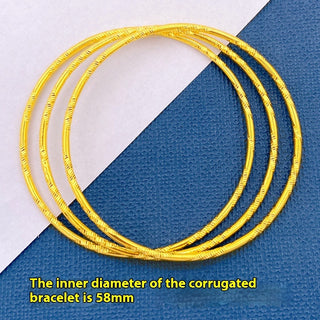 Buy corrugated-58mm Alluvial Gold Bracelet Women&#39;s Non-fading Fine Circle