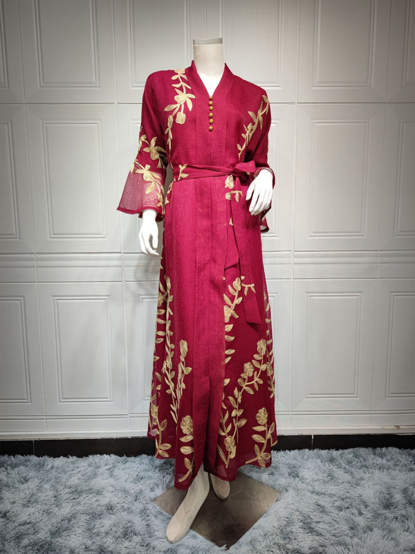 Women's Fashion Mesh Embroidered Robe Dress