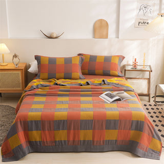 Buy orange Vintage Style Cotton Gauze Towel Quilt Sofa Blanket