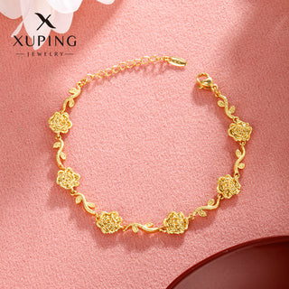 Buy 24k-gold-plated Copper Alloy Gold-plated Frosted Flower Branch Rose Bracelet Advanced Romantic