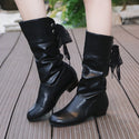 Low Heel Round Head Slingback Mid-calf Boots