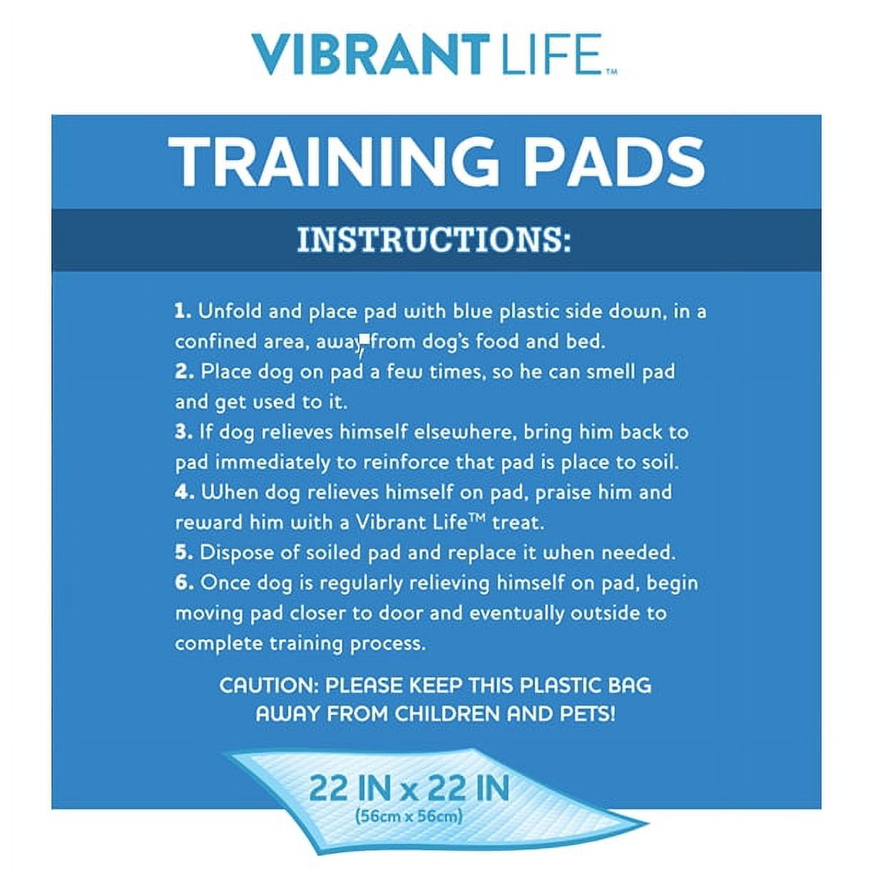 Vibrant Life Training Pads – Super Absorbent, Leak Proof, & Fast Dry Dog and Puppy Pee Pads – L 22 in x 22 in, 14 Count