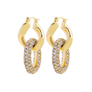 Buy ellipse 18K Gold Double Ring Plated Circle Micro-inlaid Full Diamond Earrings