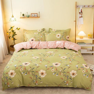 Buy romantic-beauty-green Cover Set Bed Cotton Quilt Bedsheet Bedding Duvet Fitted