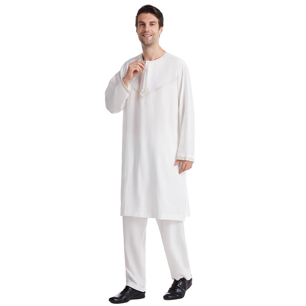 Men's Polyester Embroidered Robe Suit