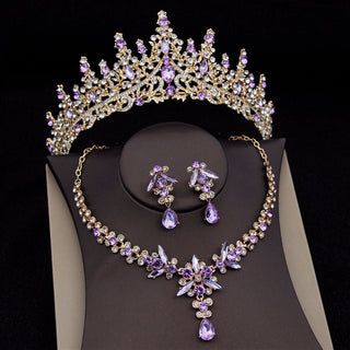 Buy purple-suit Royal Queen Bridal Jewelry Sets For Women Luxury Tiaras Crow