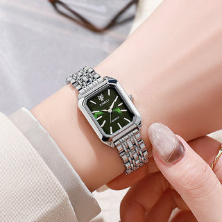 Buy silver-green Fashion Simple Square Steel Strap Women&#39;s Watch