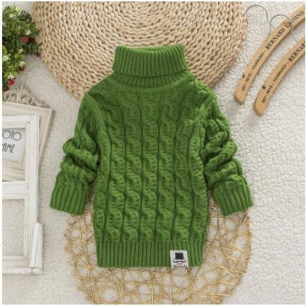 Plush Thick Knitted Fir Bottoming Shirt Baby Children Round Neck High