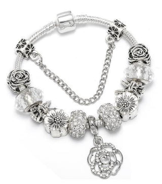 Buy style-17 Silver Dream Catcher DIY Crystal Love Heart Cat's Paw Beaded Bracelet